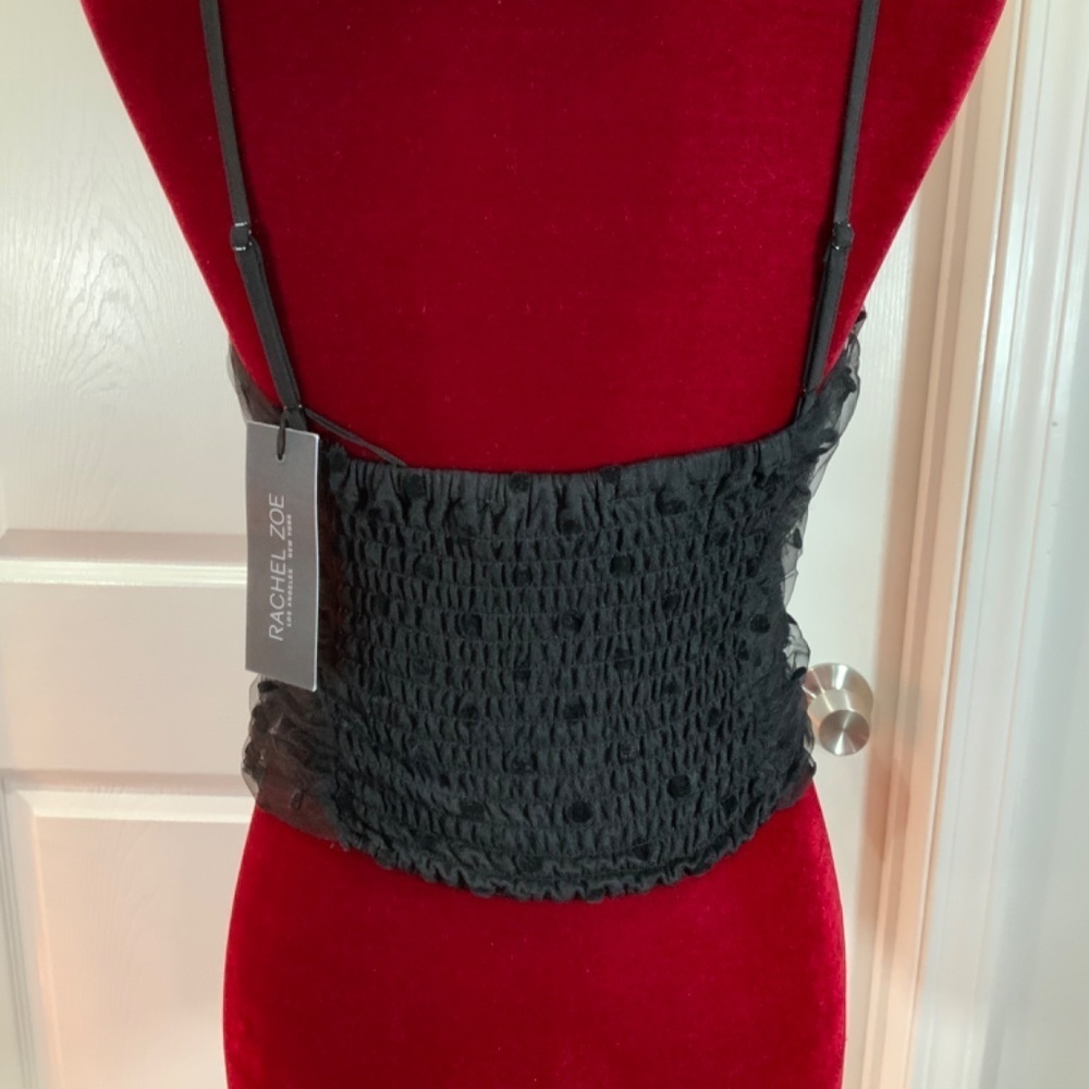 Rachel Zoe Mesh Black Polka Dot Cami Top Size Small New - Picture 7 of 10